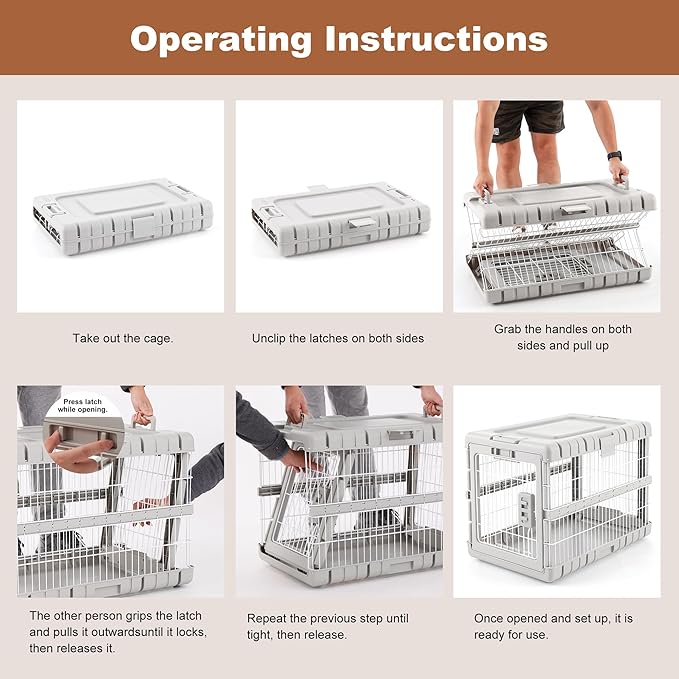 ZOMISIA Collapsible Dog Crate for Dogs - 28" L Heavy Duty Dog Kennel No Tools Required with 4 Sides Steel Foldable Cage for Dogs Indoor, Portable Carrier with 2 Smooth Wheels, Woodgrain