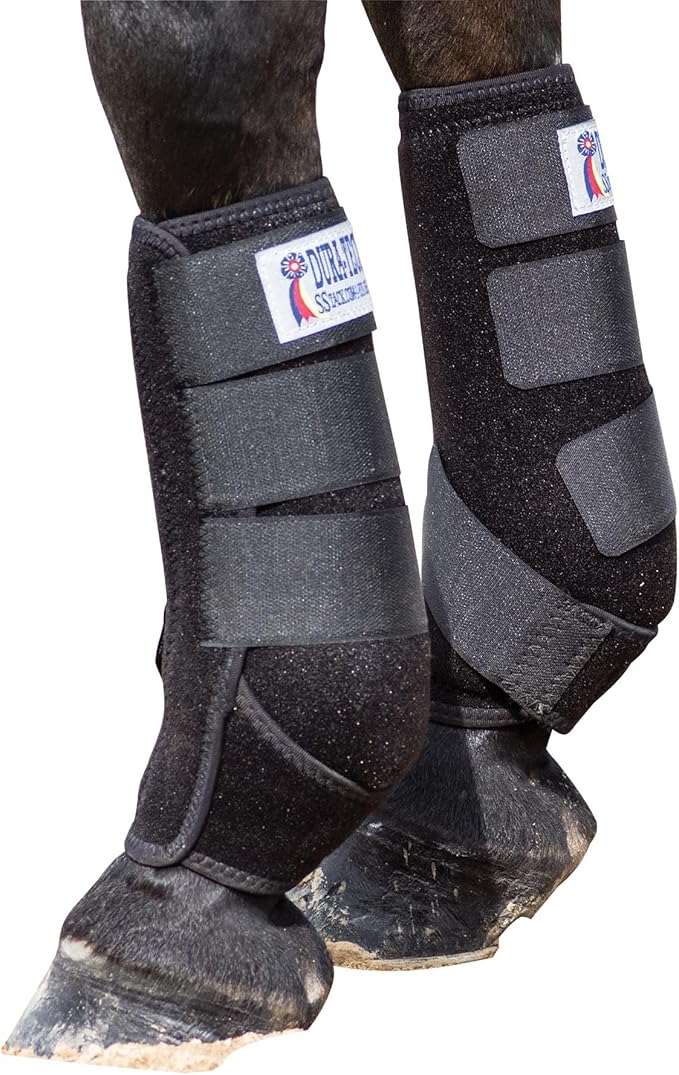Dura-Tech Extra Support Neoprene Wrap Boots for Horses | Contoured Fit & Enhanced Tendon Protection | Color Black | Size Large