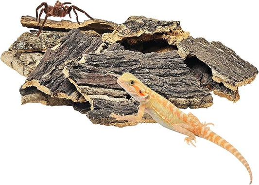 BNOSDM Reptile Cork Bark Substrate 1LB Tortoise Bedding for Habitat Natural Flat Cork Wood Bulk Terrarium Reusable Champagne Bark for Lizard, Crested Gecko, Spider, Chameleon, Ball Python, Tree Frog