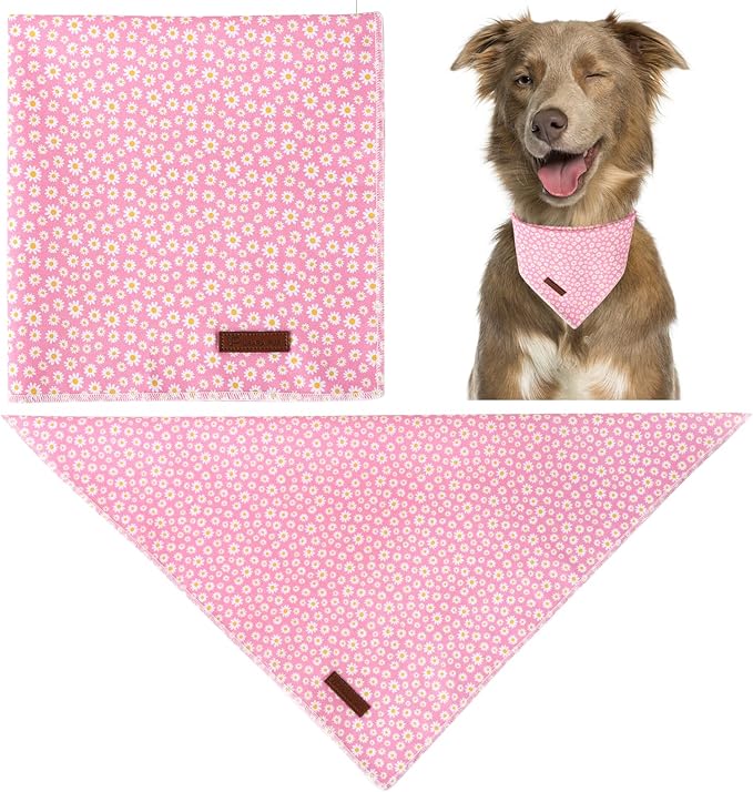 Summer Dog Bandana, Hawaii Bandana for Small Medium Dog, Cute Pink Puppy Bandana, Cotton Adorable Pet Triangle Bid Scarf Kerchief for Girl Boy Dogs or Cats