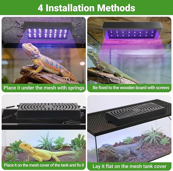Zingbabu UVB Reptile Light, Dimmable UVA UVB Lamp with Timer & 3 Modes, Adjustable 5.0-20.0 Output, 6500K Daylight LED Reptile Tank Light for Bearded Dragon, Snake, Turtle, 10-40 Gallon (8 INCH)