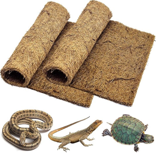 PIVBY 2 PCS Reptile Carpet, Natural Coco Coir Mat (15.74" x 11.81"), Coconut Fiber Substrate Pet Terrarium Liner for Bearded Dragon Tortoise Habitat Lizards Turtles Snakes Iguana Hermit Crab