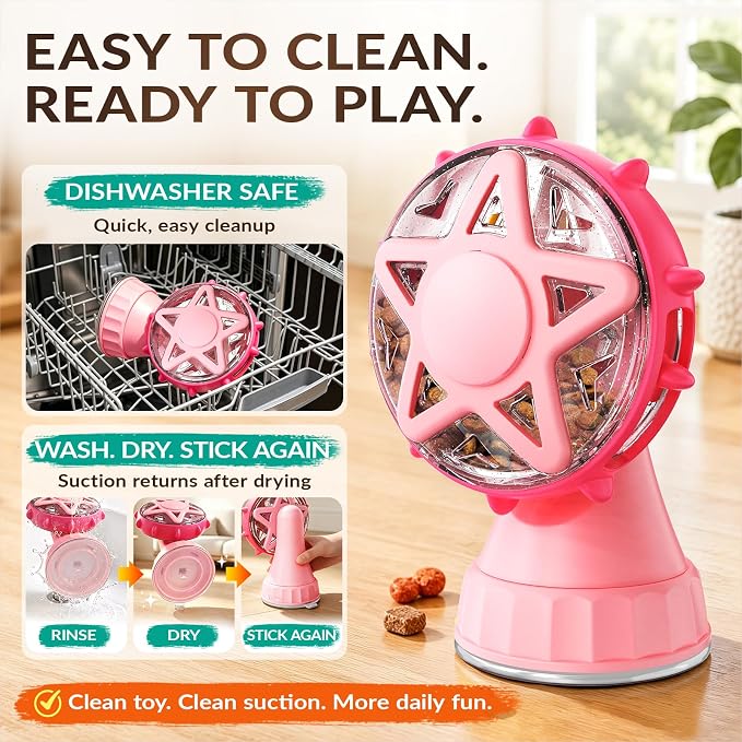 2-in-1 Cat Toys Food Dispenser & Teaser Interactive Toys (Pink) - Image 6