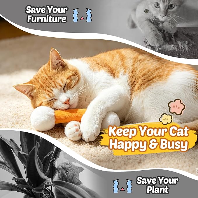CiyvoLyeen Plush Cotton Swab Catnip Toys for Indoor Cats 6 Pack - Image 2