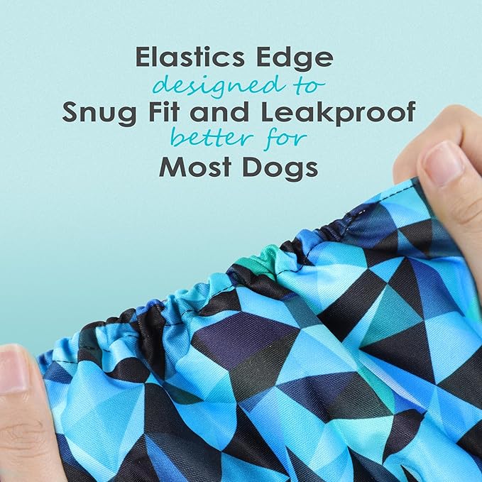 wegreeco Washable Male Dog Belly Band (Stylish Pattern)- Pack of 3 - Male Dog Belly Wrap, Dog Diapers Male (Abstract Geometrical Blue, XX-Large)