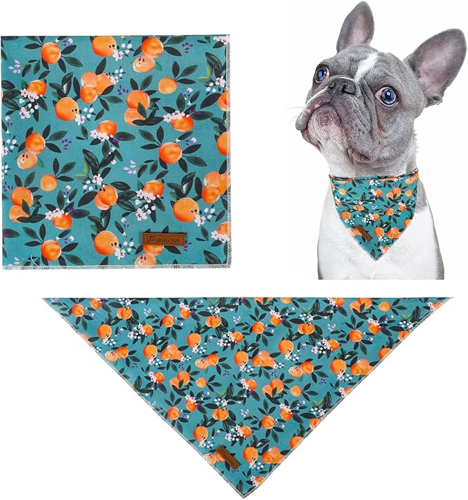 Summer Dog Bandana, Comfortable Cotton Triangle Bid Scarf for Puppy Small Dog, Washable Pet Kerchief for Girl Boy Dogs or Cats, Peach Dogs Bandanas, Cute Classic Puppy Bid Scarf, Green