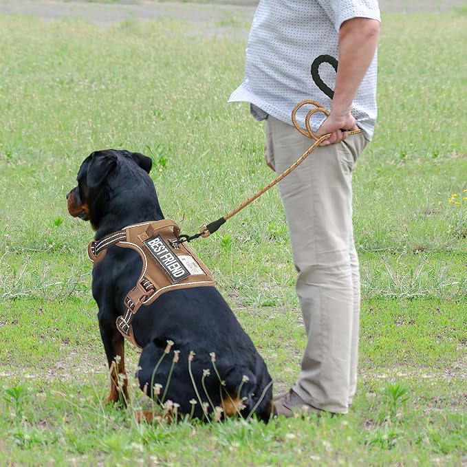 Beebiepet Heavy Duty Tactical Dog Harness for Large Dogs, No Pull Adjustable Pet Harness Reflective Service Training Easy Control Pet Vest Military K9 Working Dog Harnesses-X- Large, Brown