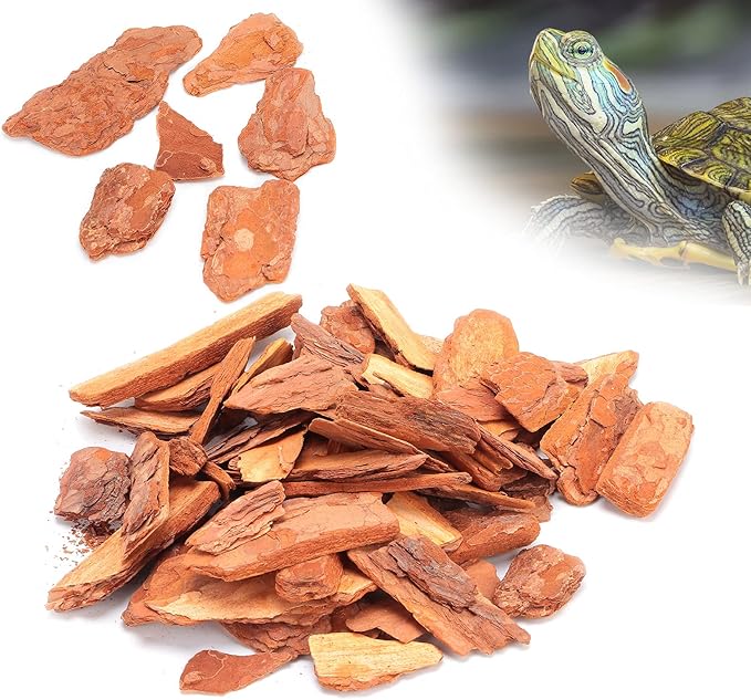 Pine Bark Granule Bedding, Warm Rosin Smell Bark Bedding Pine Tool Mulch Crawler Box Accessories for Substrate Terrarium Bearded Dragon and Tortoise (Large Particles 250g)