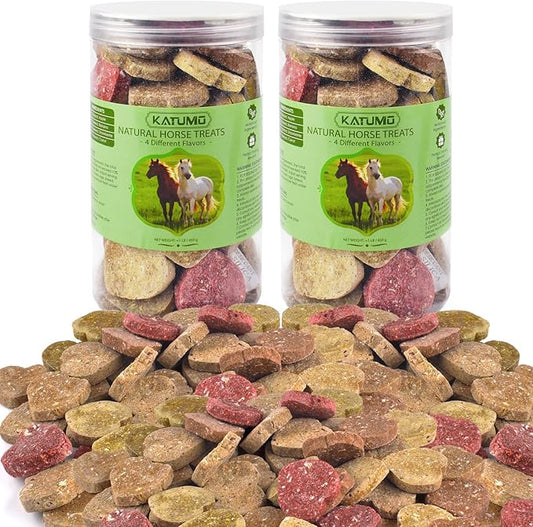 KATUMO Horse Treats, Made with Flaxseed Oats Apple Banana Strawberry and Carrot, Natural Healthy Snacks for Horse Training Rewards and Daily Feeding, 2 lbs