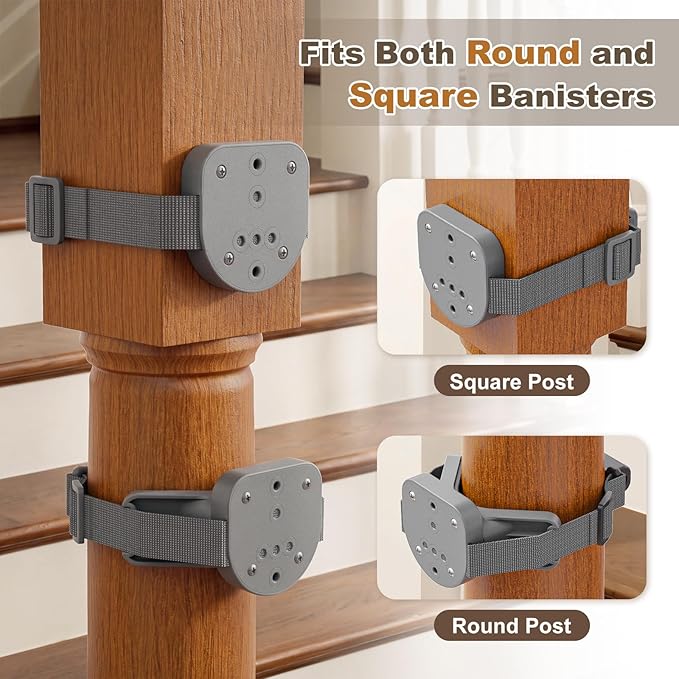 Upgraded Retractable Baby Gates for Stairs & Banister, Mesh Dog Gate Indoor, Extends to 55" Wide 33" Tall, Child Safety Gate for Stairway, Banister & Wall Mount (Gray)