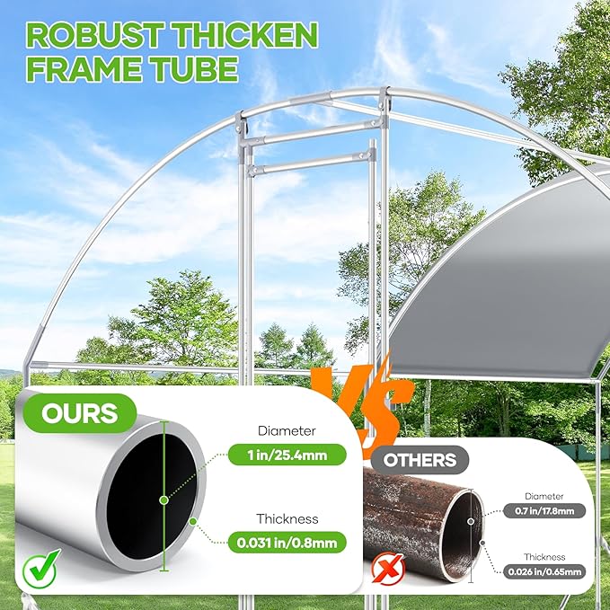 Assark Large Metal Chicken Coop,10x13 FT Walk in Chicken Runs with Cover for 20 Chickens,Hen House Enclosure with Security Lock, Outdoor Duck Rabbit Cage Poultry Pens for Backyard,Farm,Yard