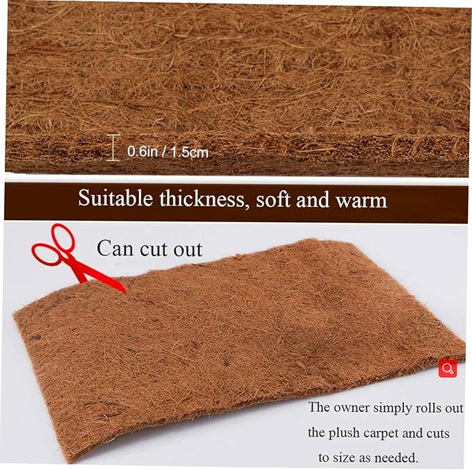 BESPORTBLE Reptile Carpet Mat Natural Coconut Substrate for Tortoise Terrarium Moisture Retaining Breathable Design for Lizards and Reptiles