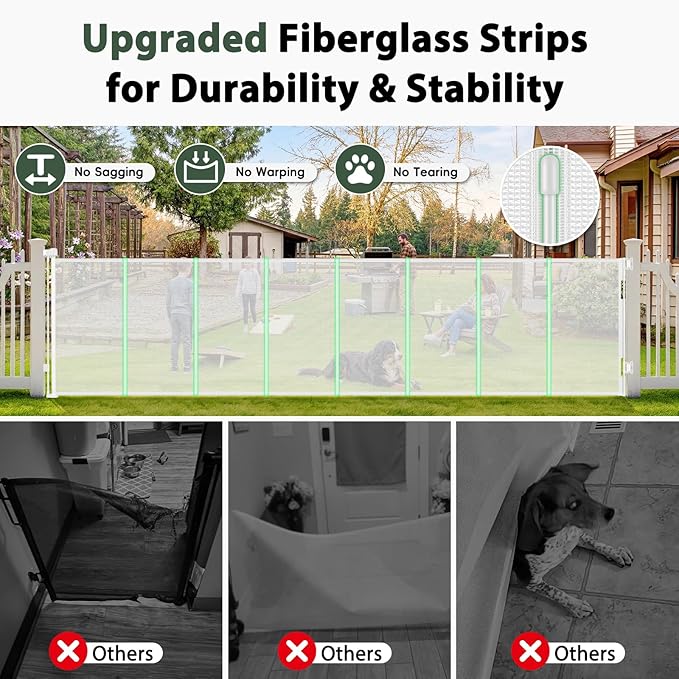 275" Extra Wide Retractable Baby Gates, 22ft Extra Wide Baby Gate Retractable Gate Outdoor, 48" Extra Tall Pet Gate Retractable Dog Gate Extra Wide Dog Gate, Reinforced Garage Gates for Dogs, White