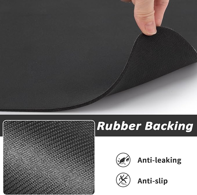 HotLive Dog Food Mat - Absorbent Cat Mat for Food and Water, No Stains Pet Feeding Bowl Mat, Easy to Clean Pet Placemats, Quick Dry Dog Water Dispenser Mat for Messy Drinkers | Black 18"x 28"