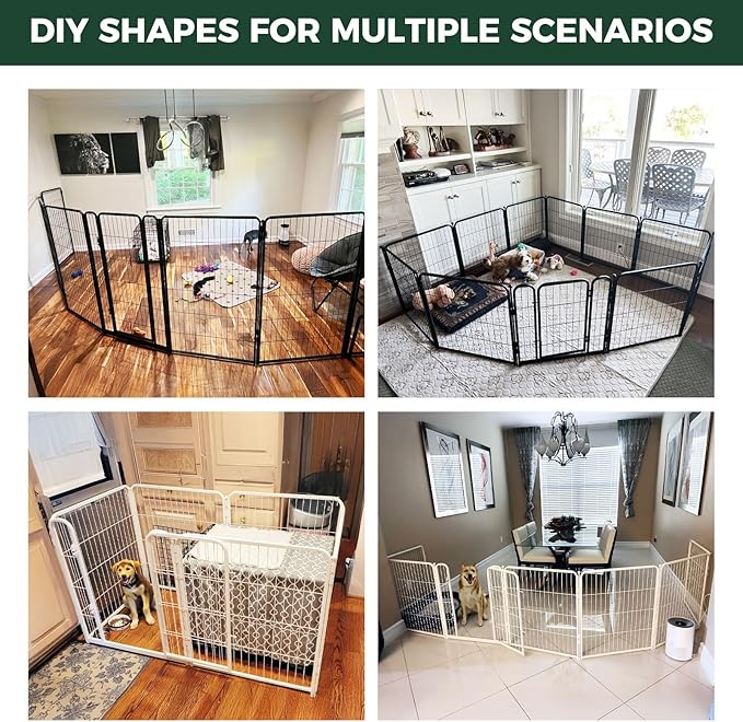 FXW Homeplus Unleashed Indoor Dog Playpen - Stress-Free and Safe Play, Heavy Duty 45 Inch 16 Panels Dog Pen for Large Dogs, White│Patented