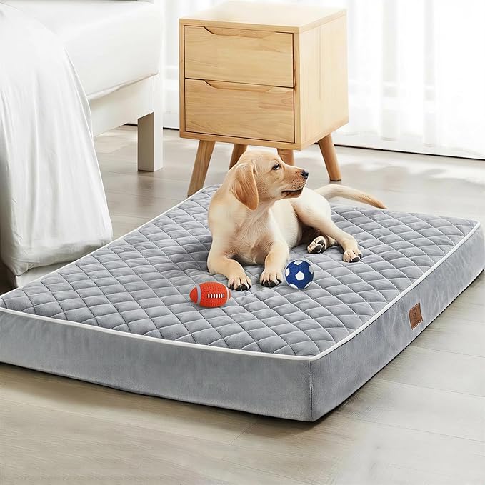 WNPETHOME Orthopedic XL Dog Bed for Crate, Waterproof Extra Large Dogs Bed with Removable Washable Cover, Multi-Needle Quilting Dogs Crate Bed