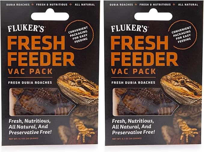 Fluker's Fresh Feeder Vac Pack Dubia Roaches, All Natural and Preservative Free, Great for Insect Eating Reptiles, Birds, or Small Animals, 0.7 oz (Pack of 2)