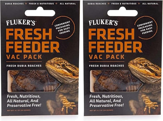 Fluker's Fresh Feeder Vac Pack Dubia Roaches, All Natural and Preservative Free, Great for Insect Eating Reptiles, Birds, or Small Animals, 0.7 oz (Pack of 2)