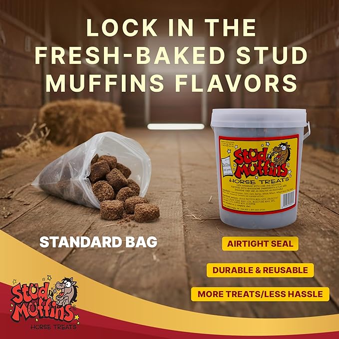 60oz Horse Treats Bucket - 4lb Stud Muffins Horse Treats Bulk Pack