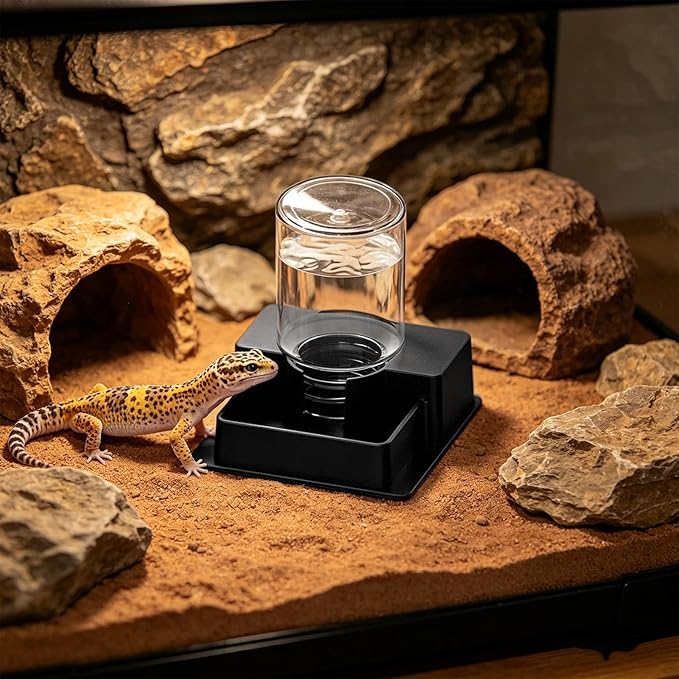 Bearded Dragon Water Bowl - Automatic Leak-Proof Wide-Mouth - Automatic Water Dispenser for Turtle,for Snake Lizard Bearded Dragon Home Indoor Garden Yard Backyard Tank Snake