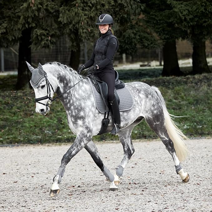 HORZE Adepto Open Front Tendon Boots | Durable Shell with Neoprene Lining - Steel Grey - Warmblood