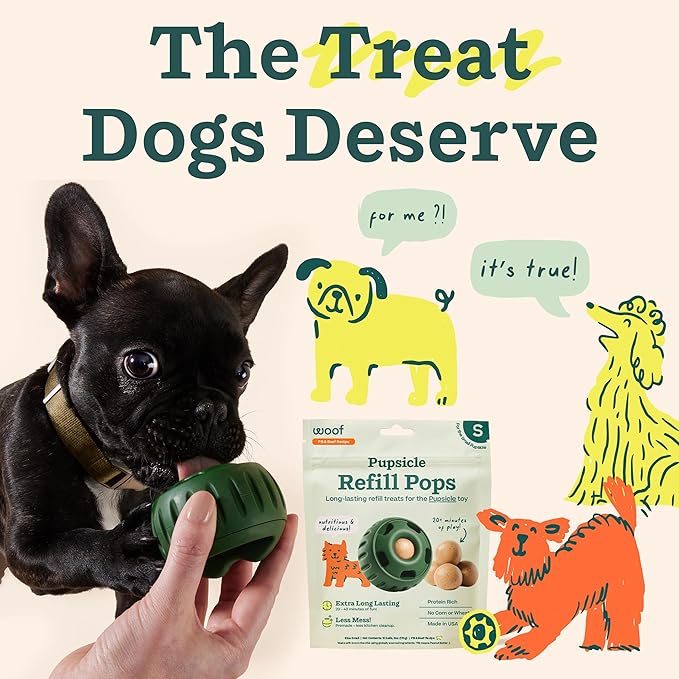 WOOF Pupsicle Refill Pops, Delicious Long Lasting Dog Treats, Pre-Made Pupsicle Refills for Dogs, Wholesome Ingredients, Low-Mess Beef Pet Treats - Small Pops - 10 Count - 3 Pack