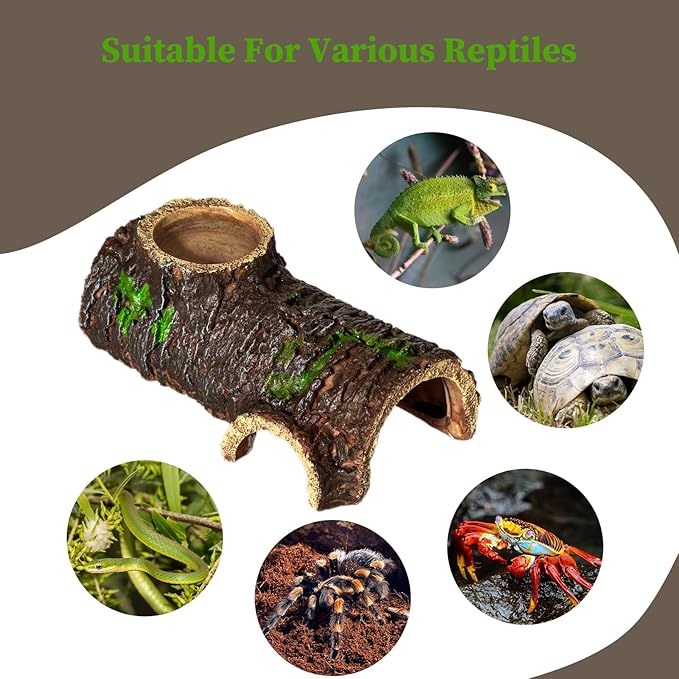 Reptile & Amphibian Hideaway Cave & Tree Simulation Habitat, Complete with Feeding Tank, Ideal for Lizards, Geckos, Snakes, Salamanders, Spiders, Hermit Crabs, Tree Frogs, Turtles & Chameleons
