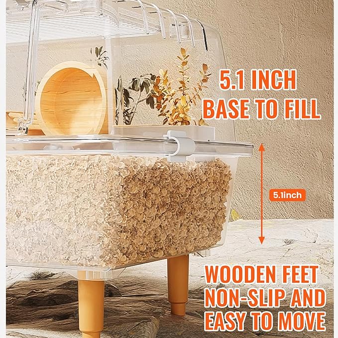 Doppy Hamster Cage Transparent Guinea Pig Rat Cages Small Animals Habitat with Breathable Top and Openable Door Chew Proof Plastic Pet Containers House