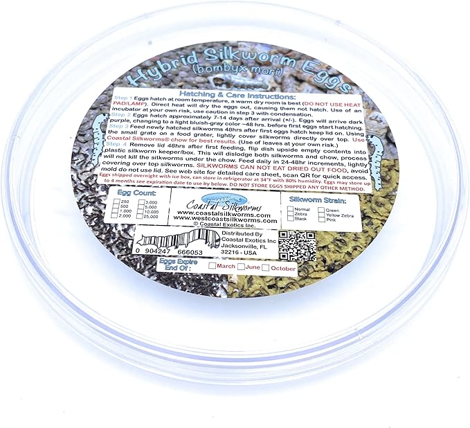 500 Count Live Silkworm Eggs Bombyx Mori (Pack of 1)