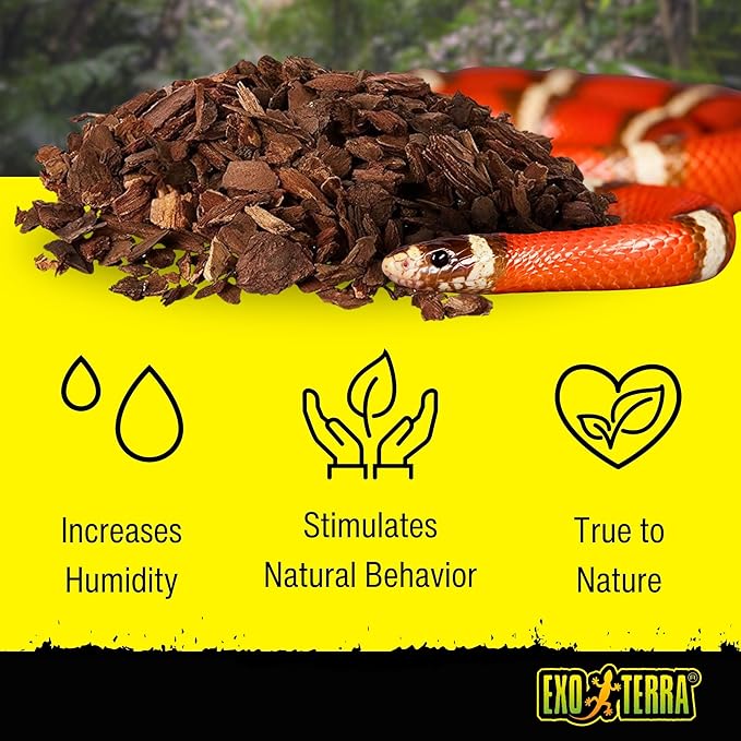 Exo Terra Forest Bark Natural Terrarium Substrate, 4 Quarts, PT2750 | 100% Natural Fir Bark for Reptiles | Hygroscopic Moisture Control | Ideal for Humidity-Loving Reptiles | Encourages Digging Behavior