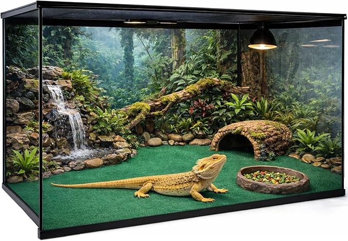 Mechpia 47" x 24" Large Reptile Carpet Terrarium Liner Bedding Reptile Substrate Mat Tank Accessories for Bearded Dragon Snake Lizard Tortoise Leopard Gecko (Green)