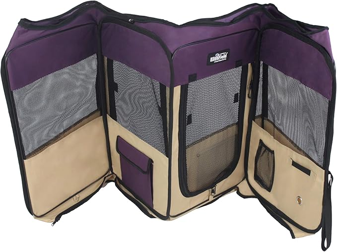EliteField 2-Door Soft Pet Playpen (2 Year Warranty), Exercise Pen, Multiple Sizes and Colors Available for Dogs, Cats and Other Pets (48" x 48" x 32"H, Purple+Beige)