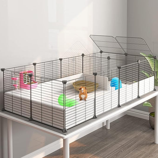 Oneluck Guinea Pig Cage, Indoor Habitat with Waterproof Plastic Bottom,Playpen for Small Pet Bunny, Turtle, Hamster, Partition cage