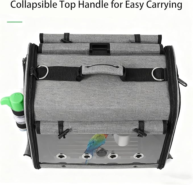 Bird Carrier Bag with Stand, Lightweight Backpack for Parrot, Portable Travel Cage, Pet Transparent Breathable Carrier Lightweight Travel Carrier for Small Bird (2PCS)
