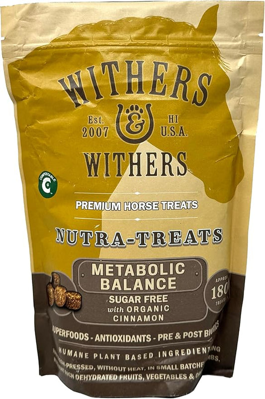 Withers & Withers Sugar-Free Horse Treats – Cinnamon with Oat Bran Horse Cookies, Goat Treats, Healthy Treats for Horses 16 Oz, 100% Compostable Bag – Humane Plant-Based Ingredients