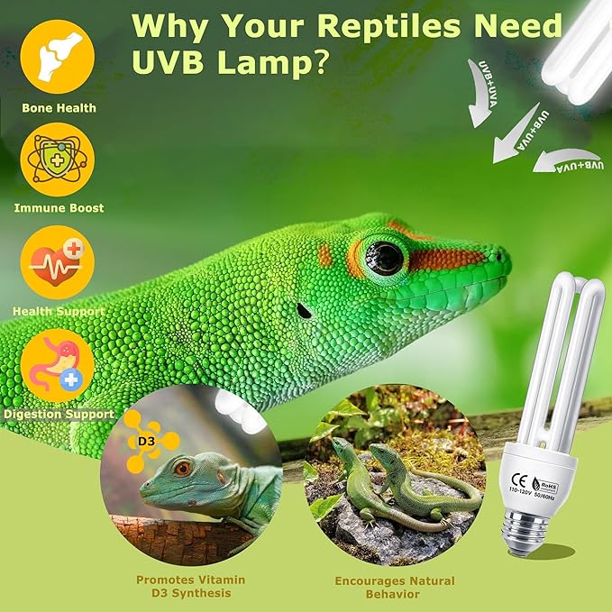HARTOMPET 5.0 UVB Linear Tube 26W, Tropical Terrarium Lamp for Chameleon, Iguana, Frog, Reptile Habitat Light