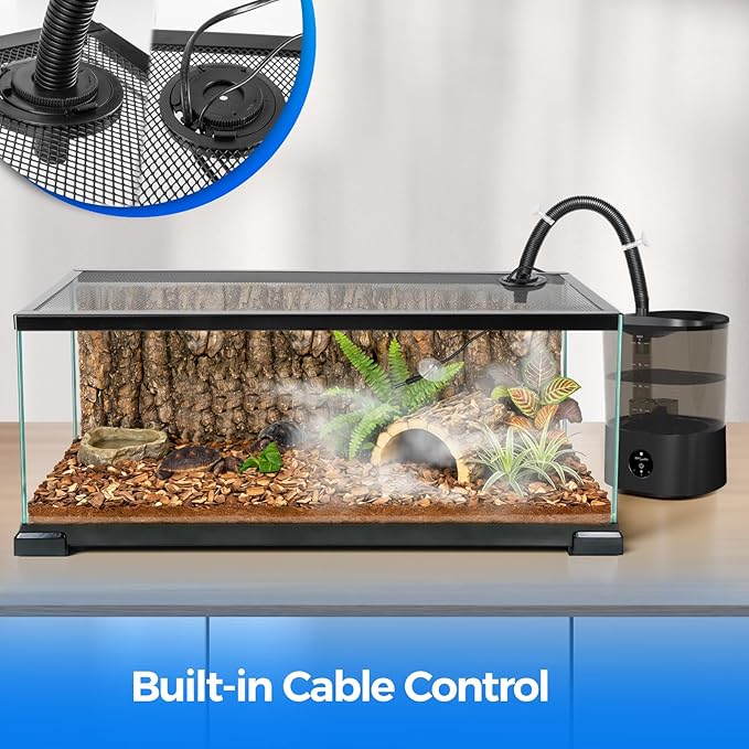 REPTI ZOO Terrarium Screen Cover with Cable Control for Reptile & Aquarium Tank, 30x12 inch Durable Steel Frame & Mesh Top for Reptile & Turtle & Fish Tank