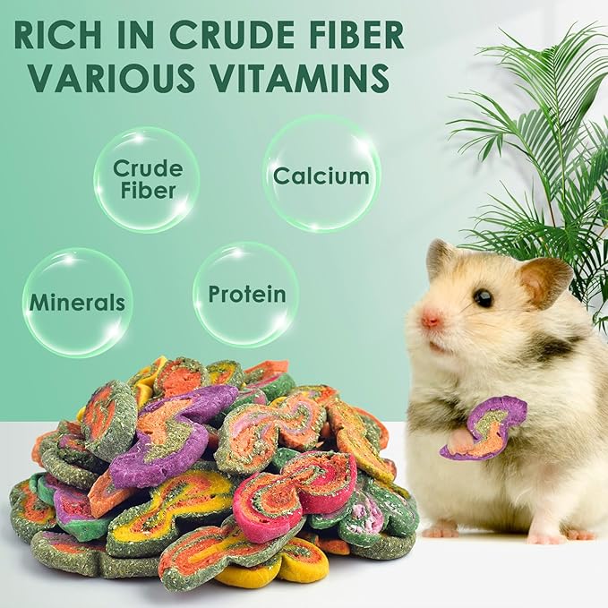 KATUMO Rabbit Chew Treats - 560g Mixed Natural Timothy Hay Pumpkin Carrot Beet Chew Toys for Rabbit Guinea Pig Hamster Bunny Chinchilla Gerbil Small Rodent Pets