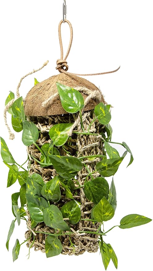 Lizard Lounger Penn-Plax Reptology for Bearded Dragons, Iguanas, and Other Reptiles - Adjustable Hanging (Coconut Climber)