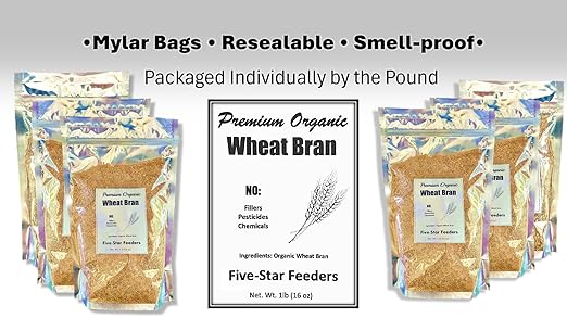 Wheat Bran Bedding & Gutload for Mealworms, Superworms, and Feeder Insects – 3 lb (48 oz) by Five-Star Feeders
