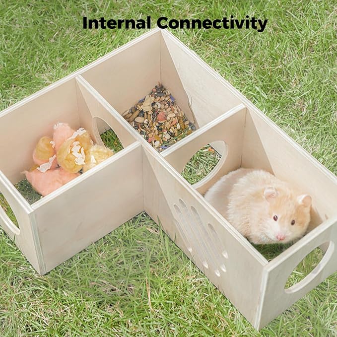 Mini&moe Hamster Hideout - Multi-Chamber Hamster Houses Maze with Platform Rat Hideout and Tunnel Explore Toys for Dwarf Gerbils Chinchilla Mice