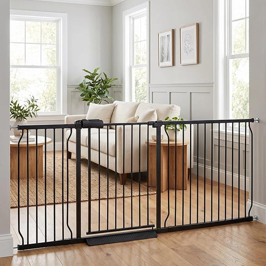 Baby Gates Extra Wide 71.5-76.4 Inch Large Baby Gates for Stairs Tension Pet Dog Gates Indoor for Doorways No Drilling Pressure Mounted Pet Gates for Kids