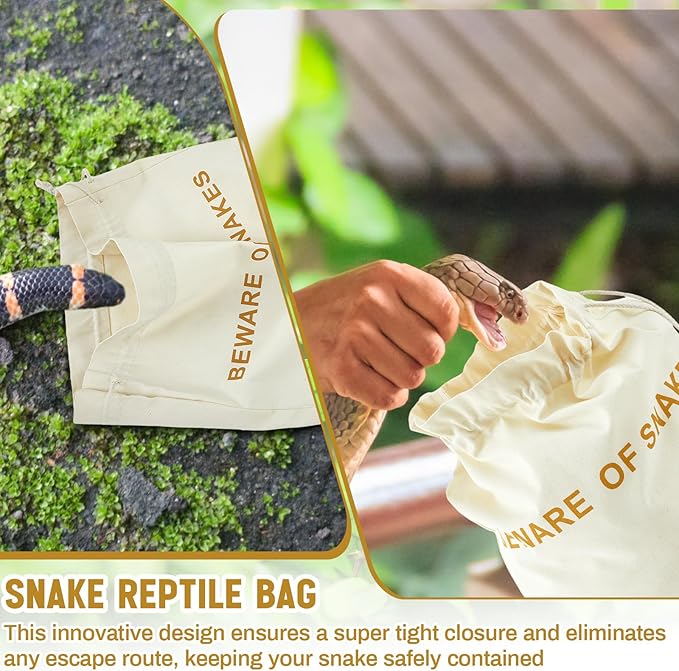 2 Pcs Snake Reptile Bag with Drawstring 20 x 28 Inch Snake Hunting Sack Pouches with Sewn Bottom Corners for Capturing Moving Transporting Hunting Catching Reptile Small Animal