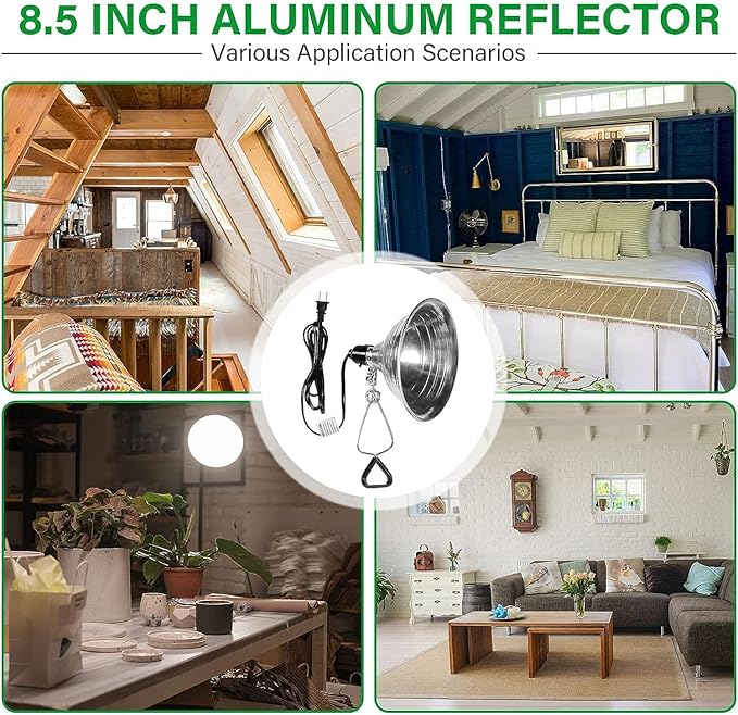 Simple Deluxe Clamp Light with 8.5 Inch Adjustable Aluminum Reflector, Suit for E26 Socket Max 150 Watt Lamp (No Bulb Included), 6 Feet 18/2 SPT-2 Cord, 2 Pack