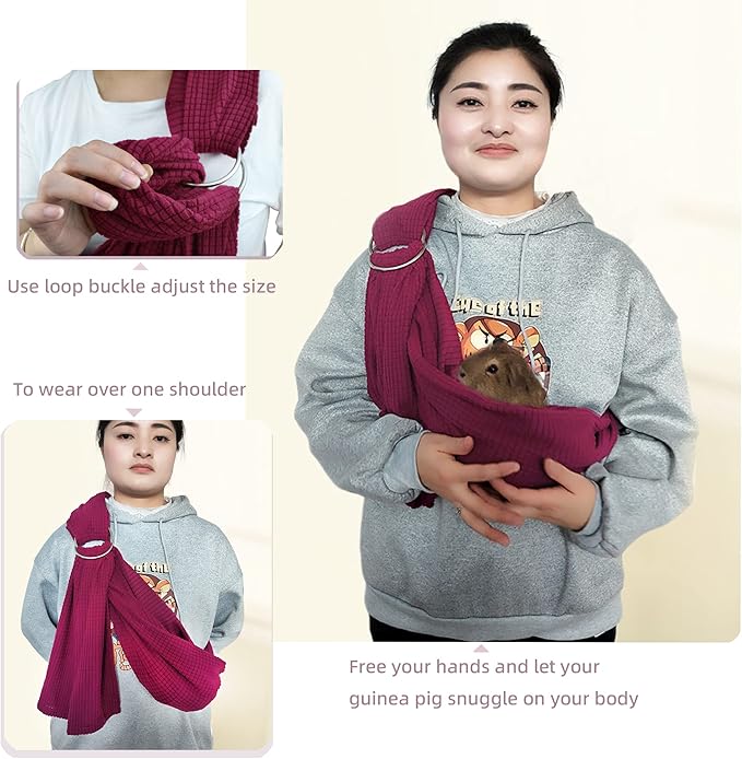 Guinea Pig Sling Carrier Bonding Pouch with Adjustable Shoulder Strap Snuggle Bag for Guinea Pig