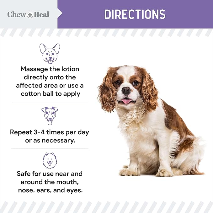 Chew + Heal Labs Hypochlorous Acid Lotion for Dogs – 4oz Dog Wound Spray for Cuts, Burns, Sores, Abrasions, and More – Non Toxic and Chemical Free Hot Spot Lotion – Made in the USA