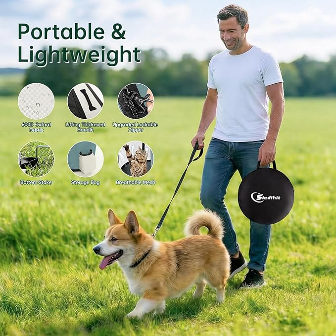 Dog Playpen,Cat Pet Puppy Pen,Portable Playpens for Dogs Indoor Outdoor Travel Camping Use,Foldable Dog Kennel Tent Crate for Rabbit Small Animals with Carrying Case (Grey, Medium)