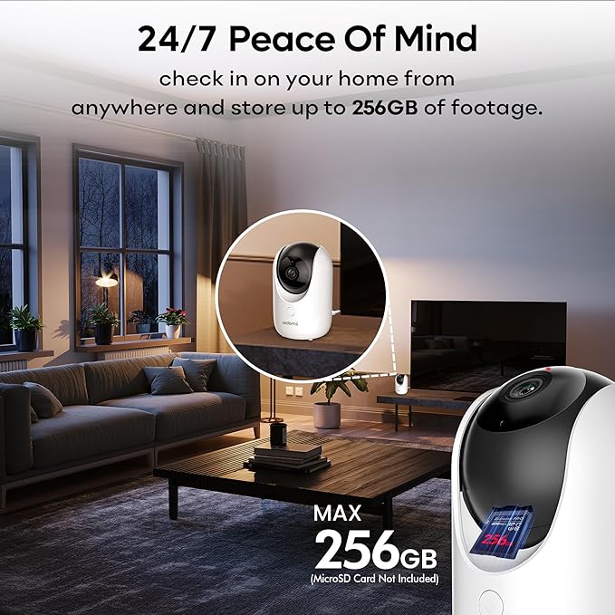 adomii 2K Indoor Cameras for Home Security - Camera with Pan/Tilt, 33ft Night Vision, 2 Way Audio, BLE Pairing - Motion Detector Indoor Wi-Fi Camera for Baby & Pet Monitor