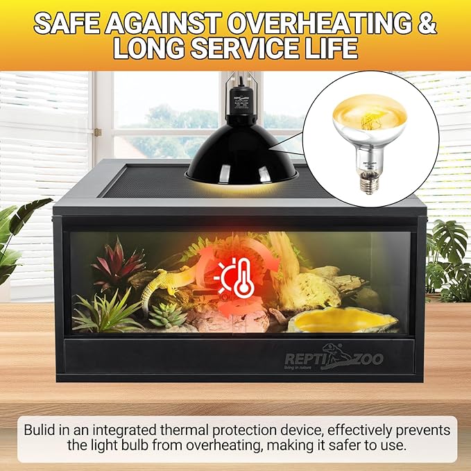 REPTI ZOO 2PACK Reptile Heat Lamp Bulb, 100W Full Spectrum UVA UVB Sun Lamp, Self-Ballasted Vapor Basking Lamp for Bearded Dragon Gecko Lizard Snake Chameleons Turtle Chicken