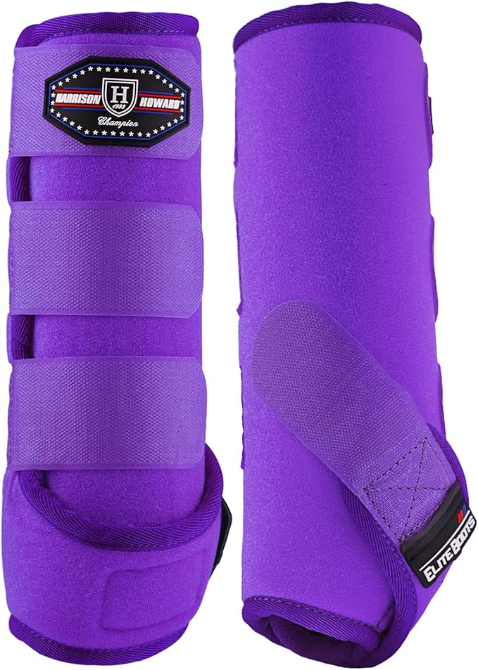 Harrison Howard Horse Sport Medicine Front Shock-Absorbing Boots All-Round Lower Limb Protection & Support Sport Boots Perfect for Endurance Training and Performance Pack of 2 Regal Purple XL